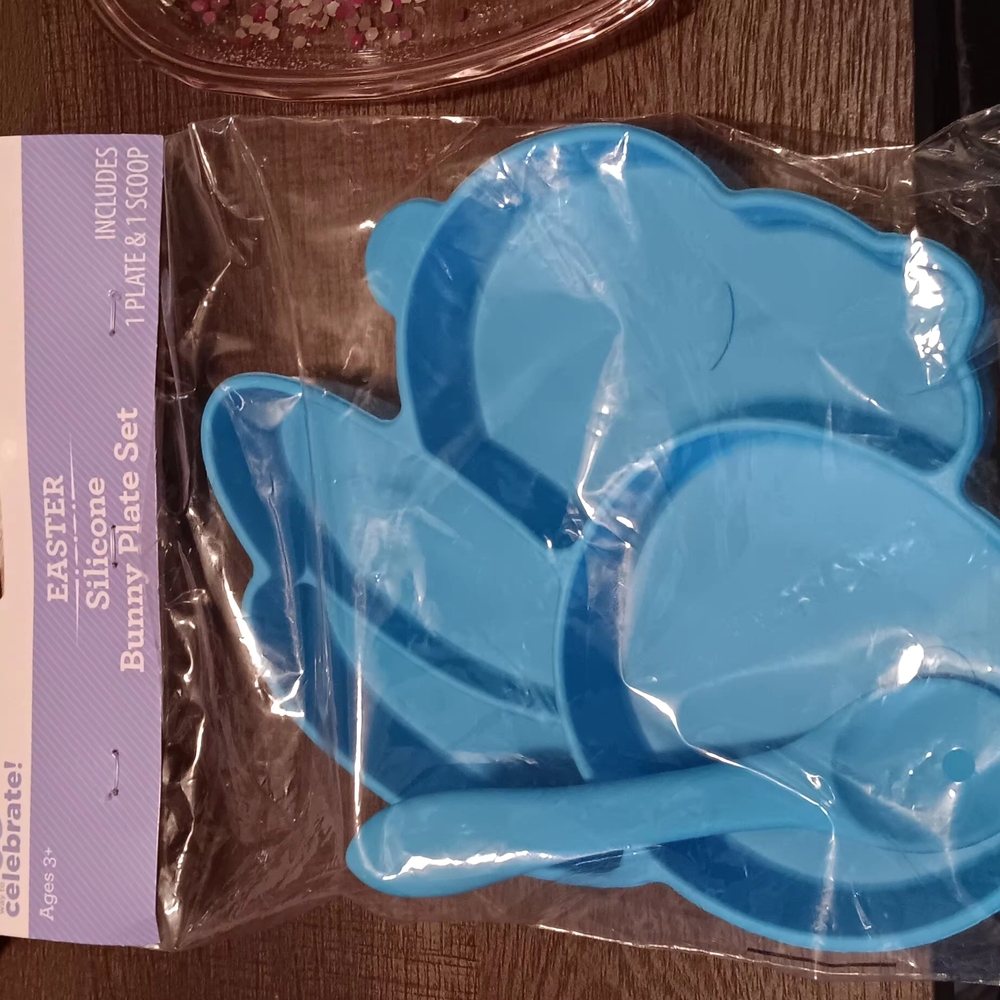 Easter Silicone Bunny Plate Set - Blue